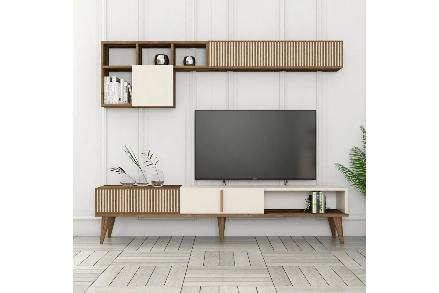 Lissione Tv-bänk 180 cm - Valnöt/Cream