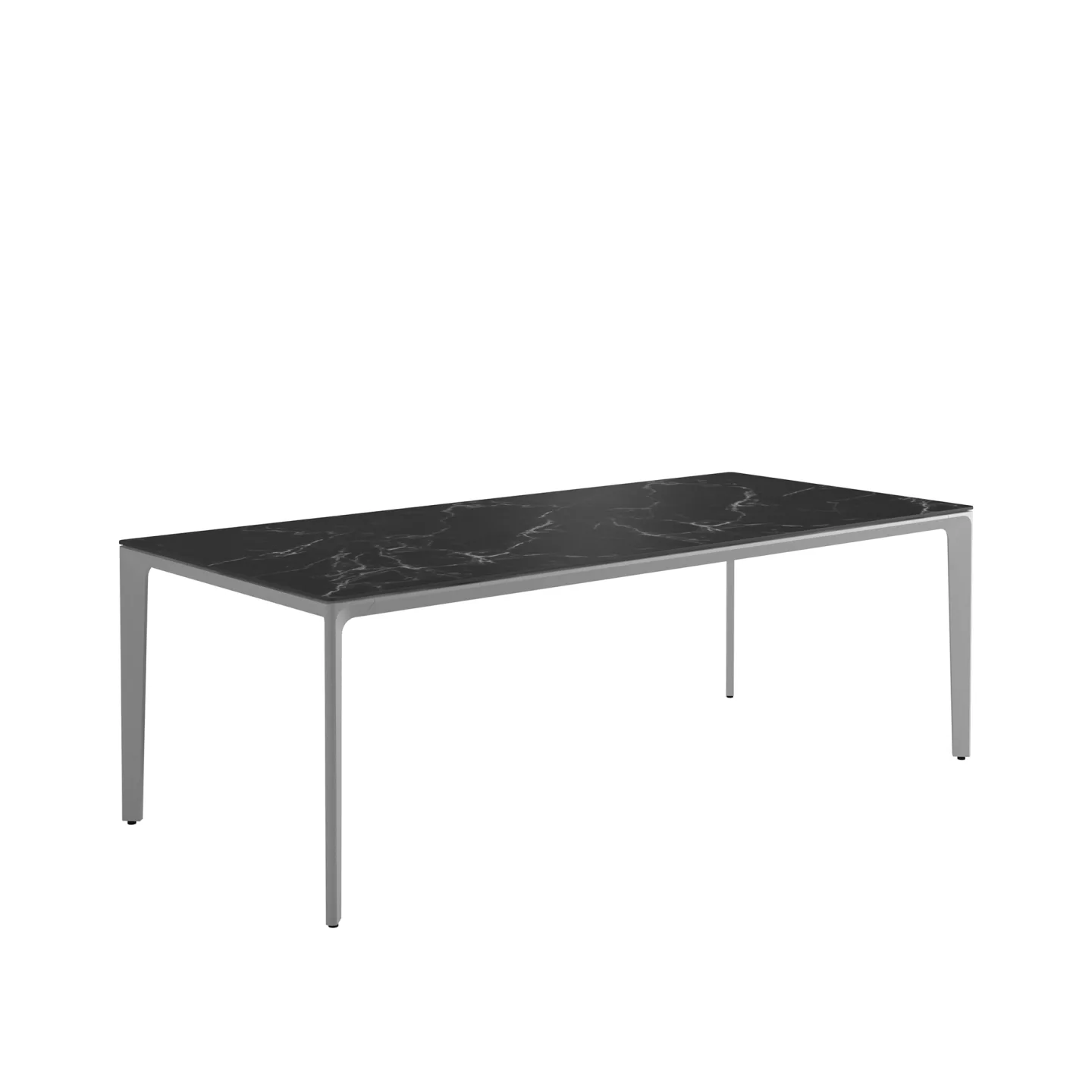 Gloster - Carver 100 x 220 cm Square Dining Table, Nero Ceramic, Frame White - Matbord utomhus - Henrik Pedersen - Vit - Naturmaterial/Metall