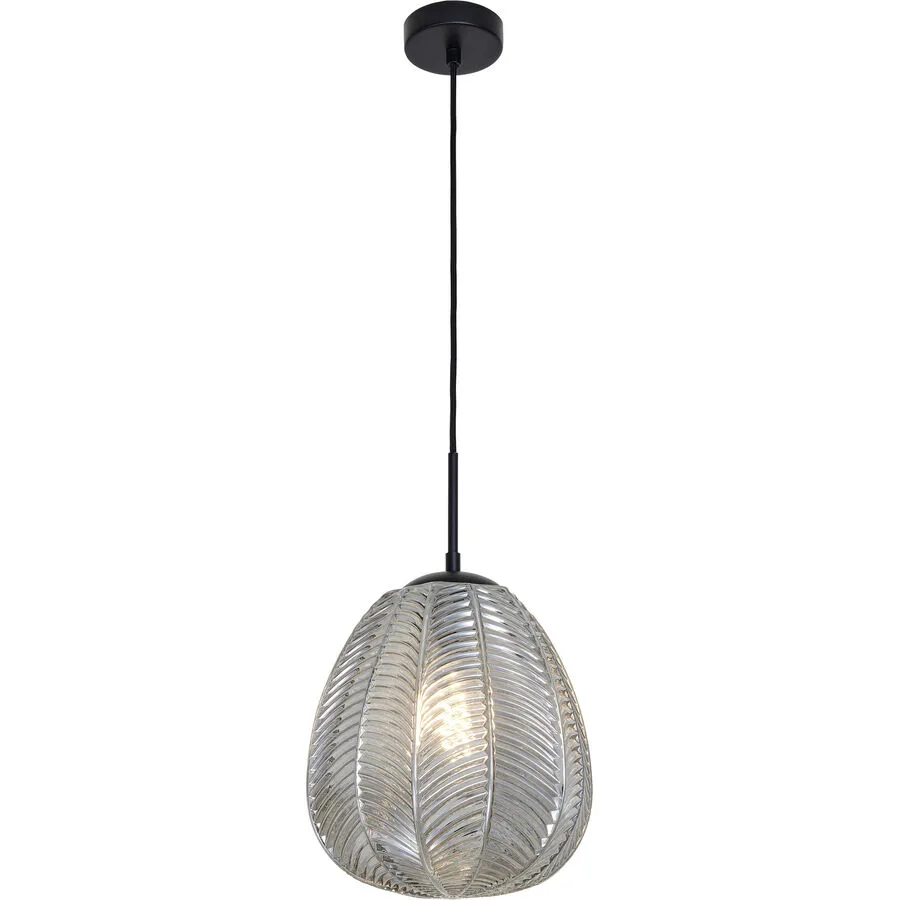 Pendellampe Ilda Schwarz/Grau Glas/Metall 26 cm 130 cm - Farbe: Schwarz/Smoky - Material: Metall/Glas