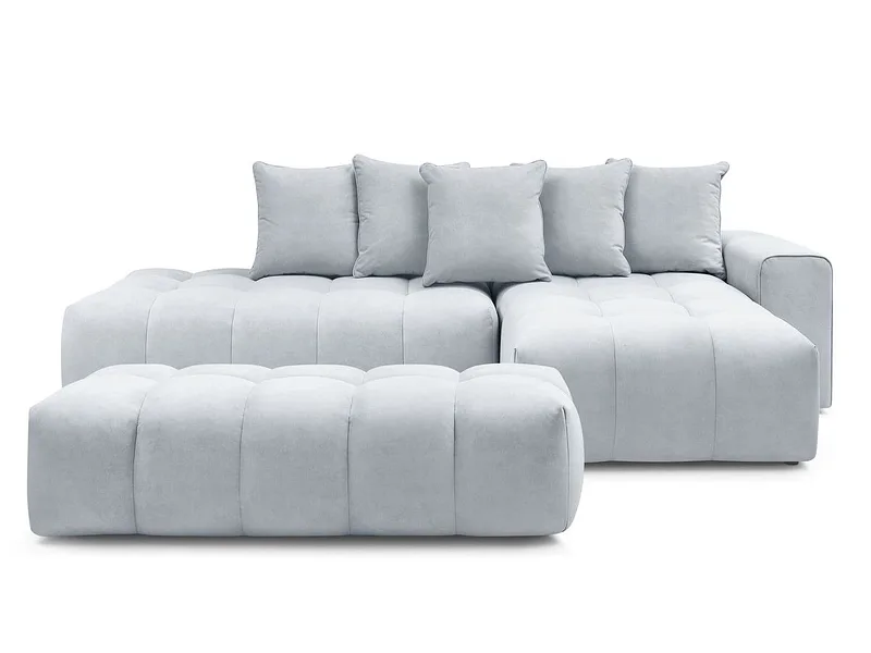 Ecksofa mit Hocker BOBOCHIC MONT-BLANC Samt hellgrau