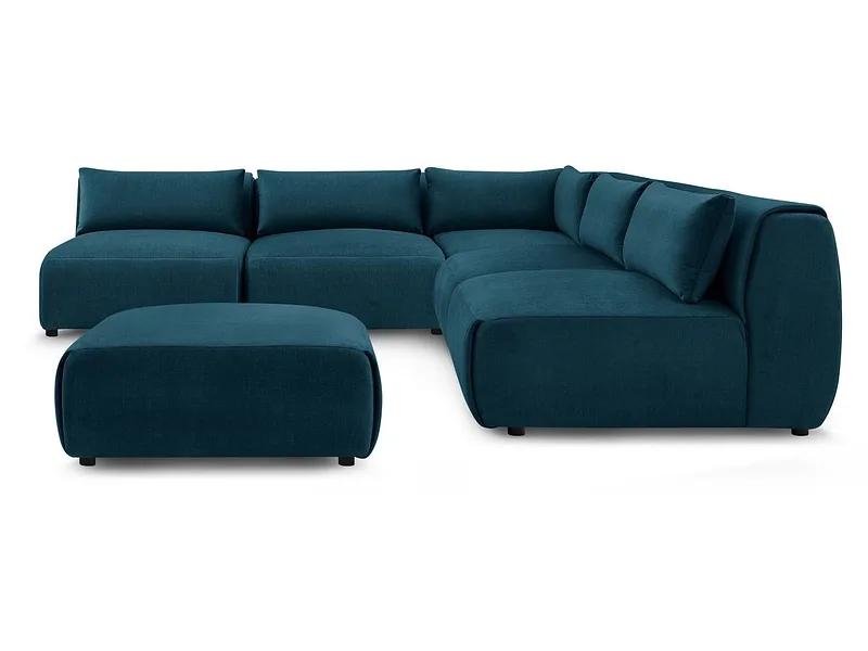 Ecksofa mit Hocker BOBOCHIC JEANNE Samt dunkelblau