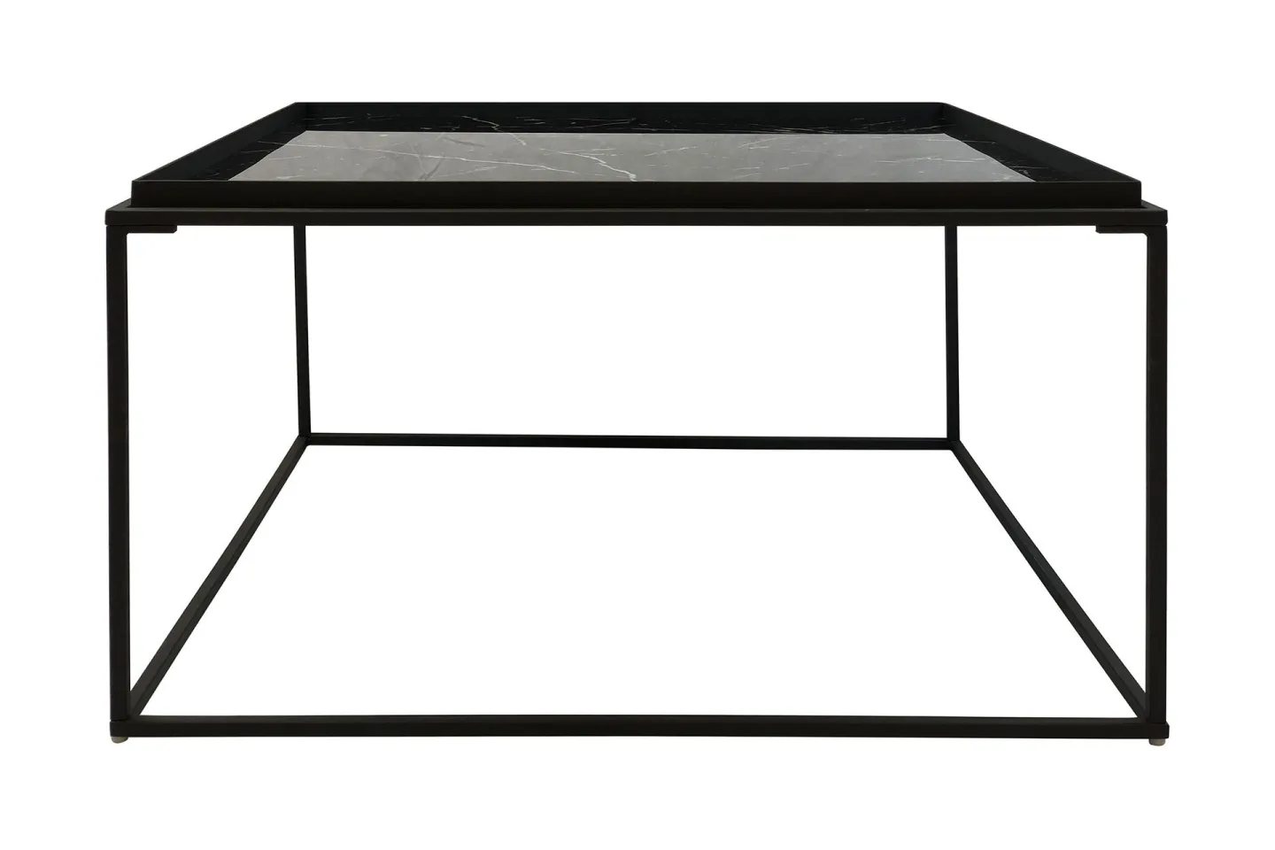 Burwick Soffbord 80 cm Marmormönster Kvadratisk - Svart