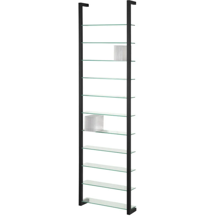 Spinder Design Wandregal Hesta Schwarz Stahl/Glas 46 cm 167 cm