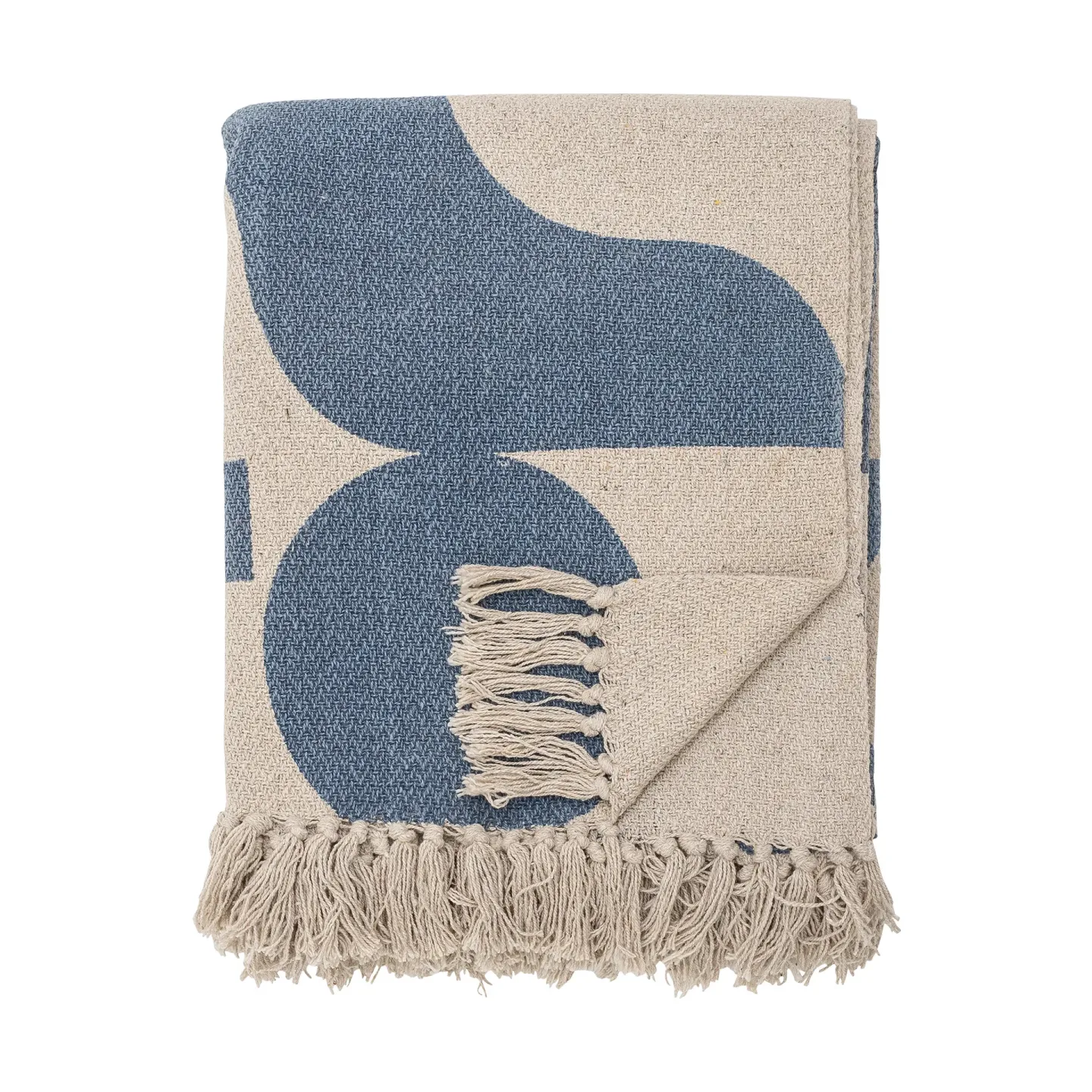 Bloomingville Agno Baumwolldecke 130x160cm Beige-blau