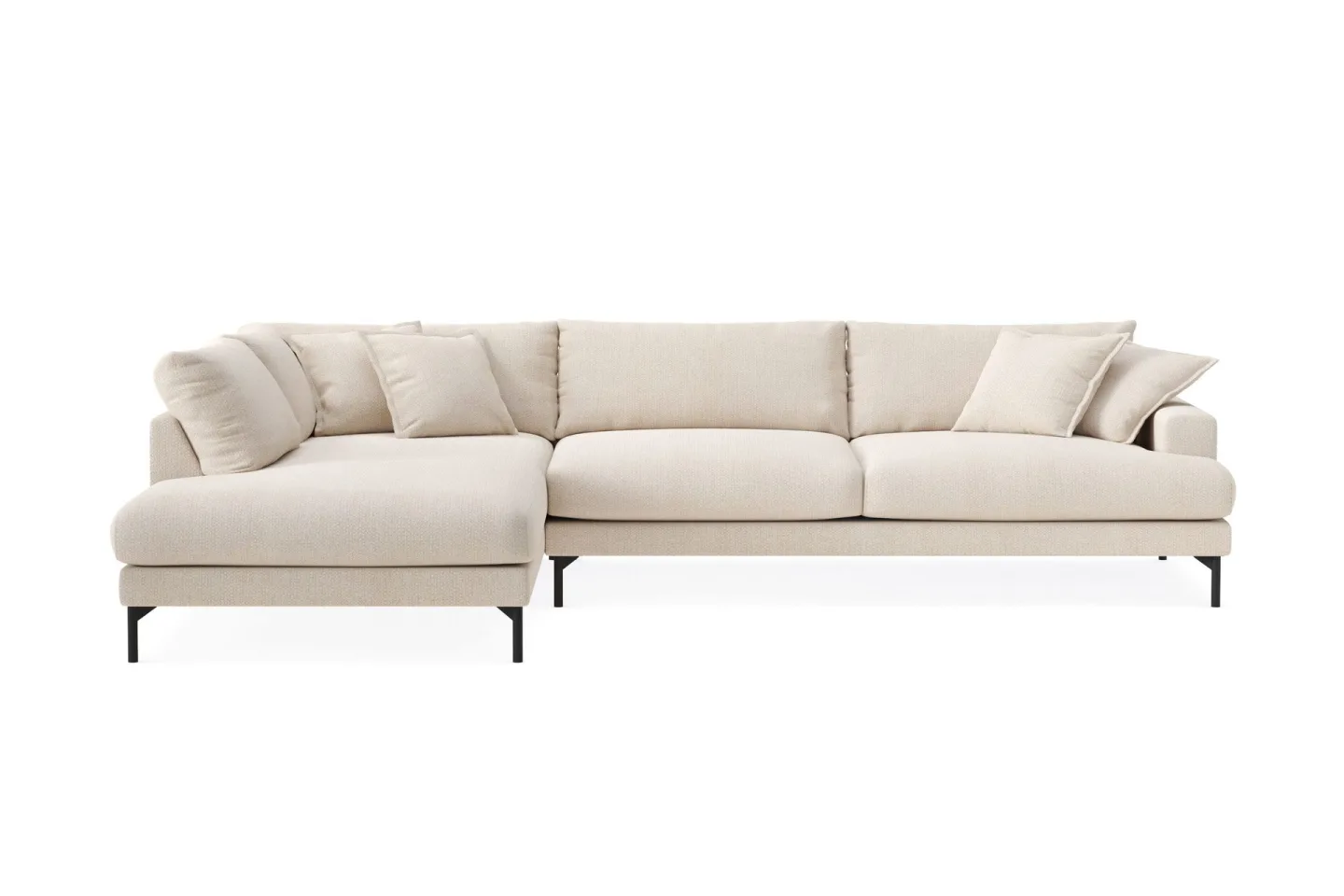 Menard Premium 5-sits Vänstervänd L-formad Djup Schäslongsoffa i Chenille - Ljusbeige