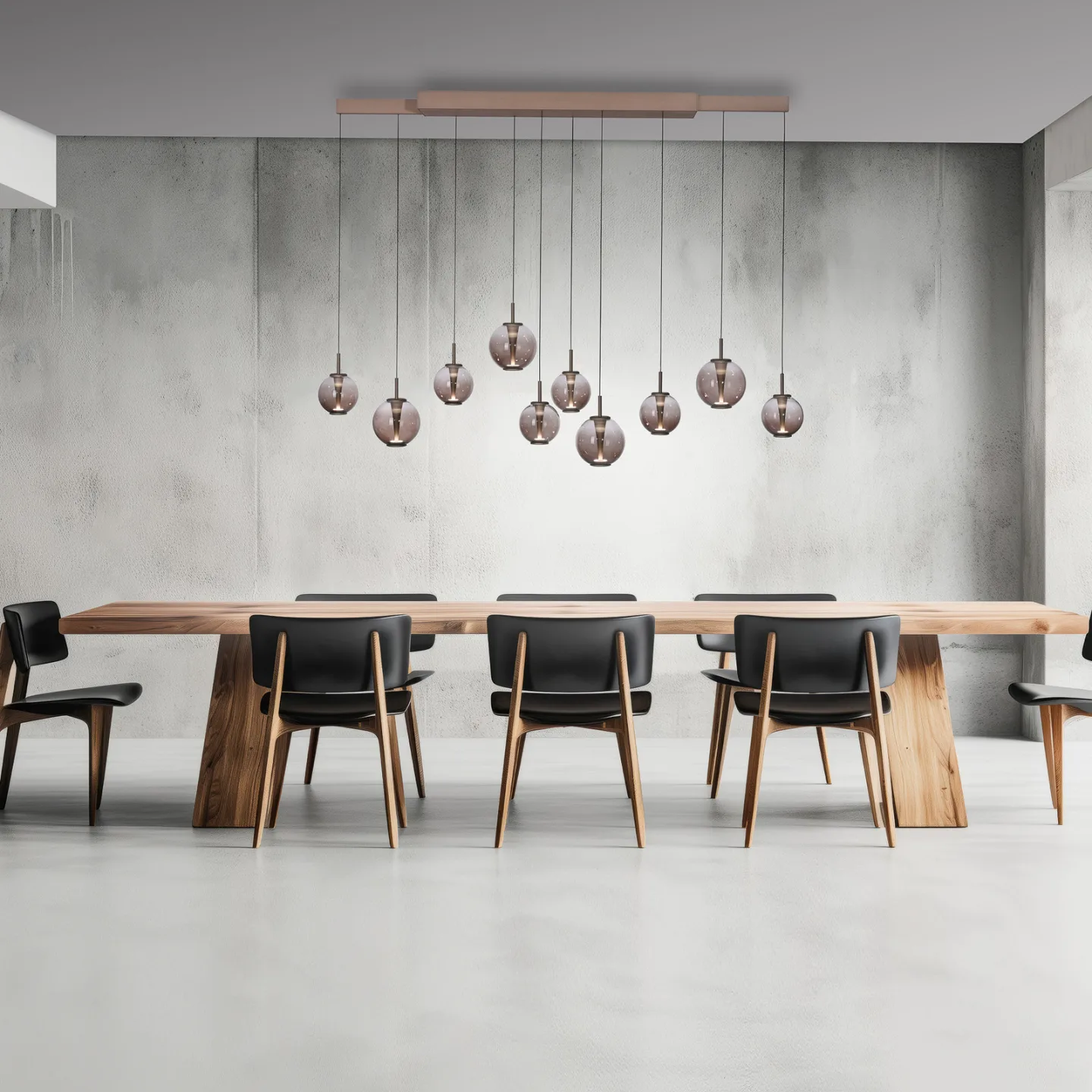 E-Infinity LED-Hängelampe bronze/amber, 198cm, 10-flg - PURE - Esszimmer - Glas - Mit Schirm