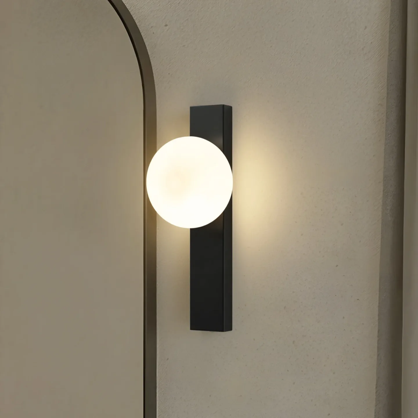 Tavrik vegglampe til bad, svart/hvit, glass - Lindby - Balkong - Moderne - Med en lyskilde