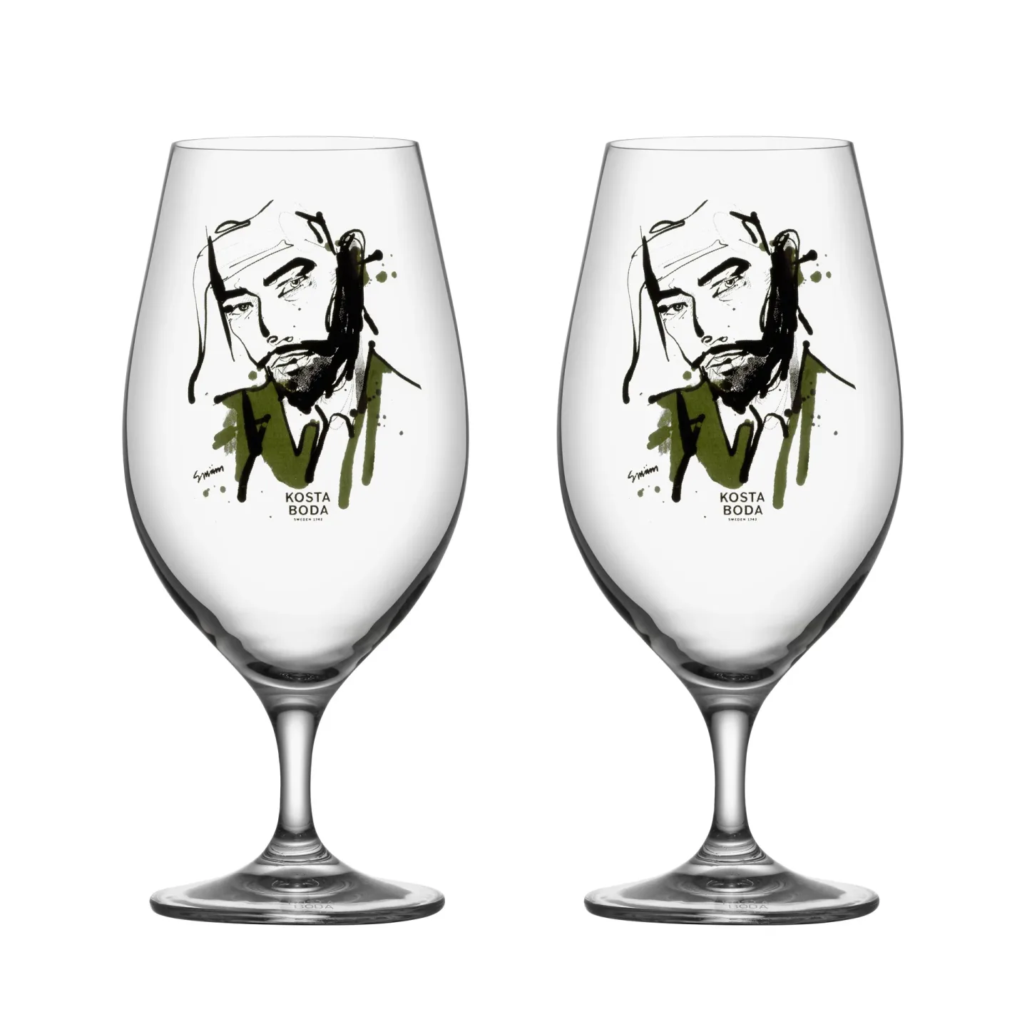Kosta Boda All about you ölglas 40 cl 2-pack Want him (grön)