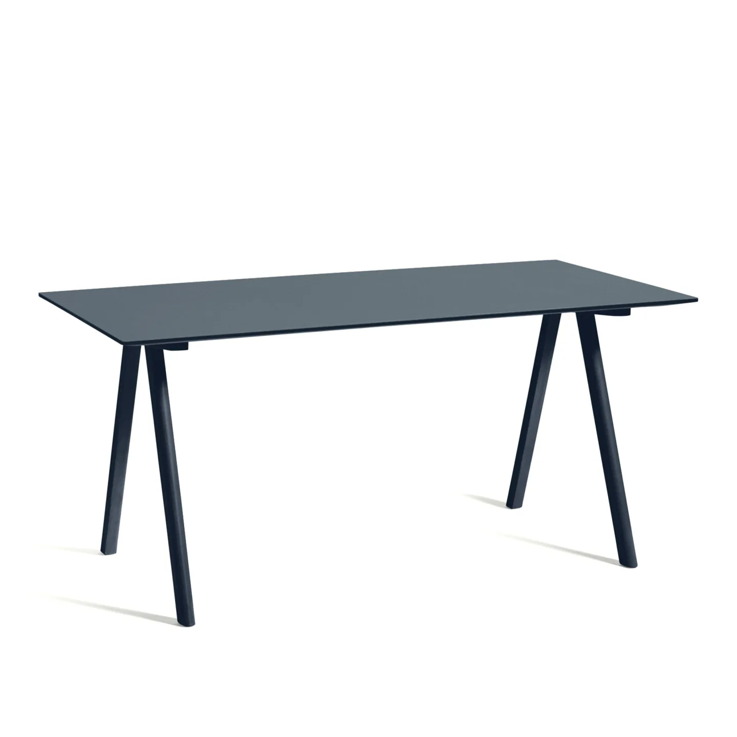 HAY - CPH10 2.0 Desk Deep Blue Lacquered Oak Frame L160 X W80 X H74 Smokey Blue Linoleum Top Deep Blue Lacquered Edge - Skrivbord - Ronan & Erwan Bouroullec - Blå - Trä