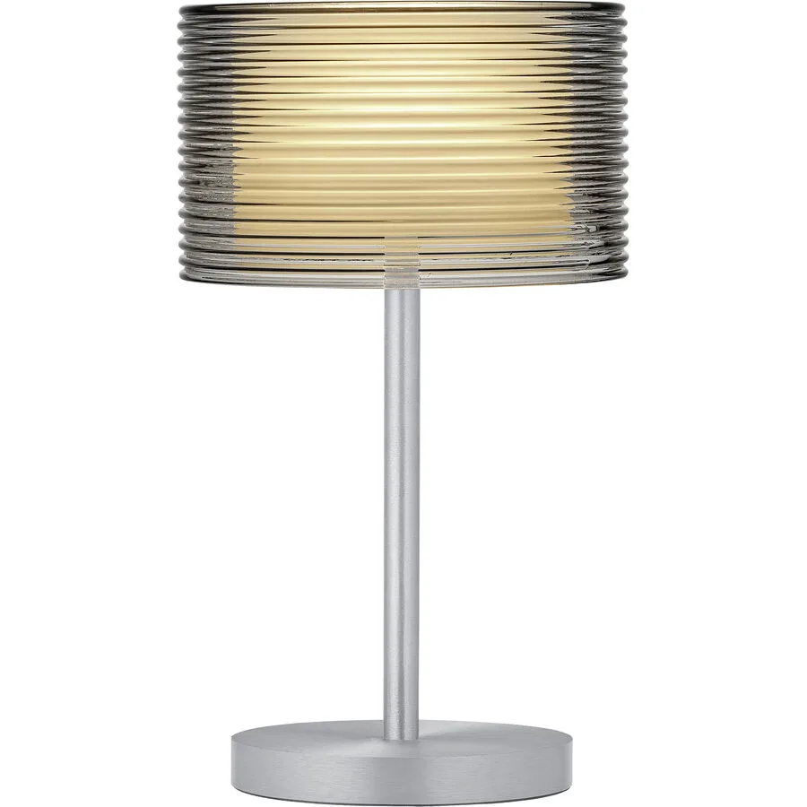 Designer-Tischlampe Bankamp Grand Groove aluminium matt dimmbar D 20 cm H 34 cm - Farbe: silber - LED - Lichtfarbe: Extra warmweiss - Material: