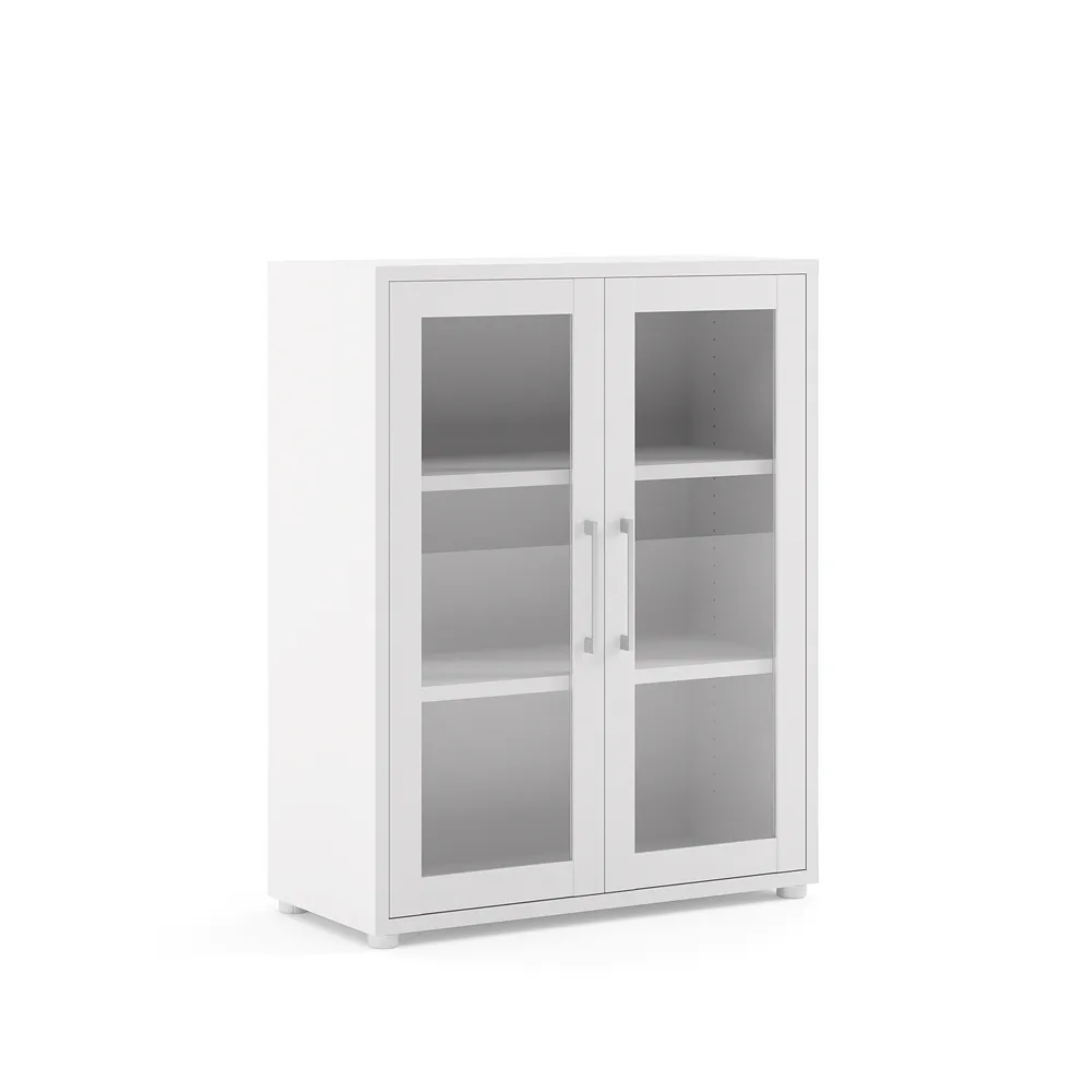 Prisme Büro Aufbewahrung 2 Glastüren. Weiss.