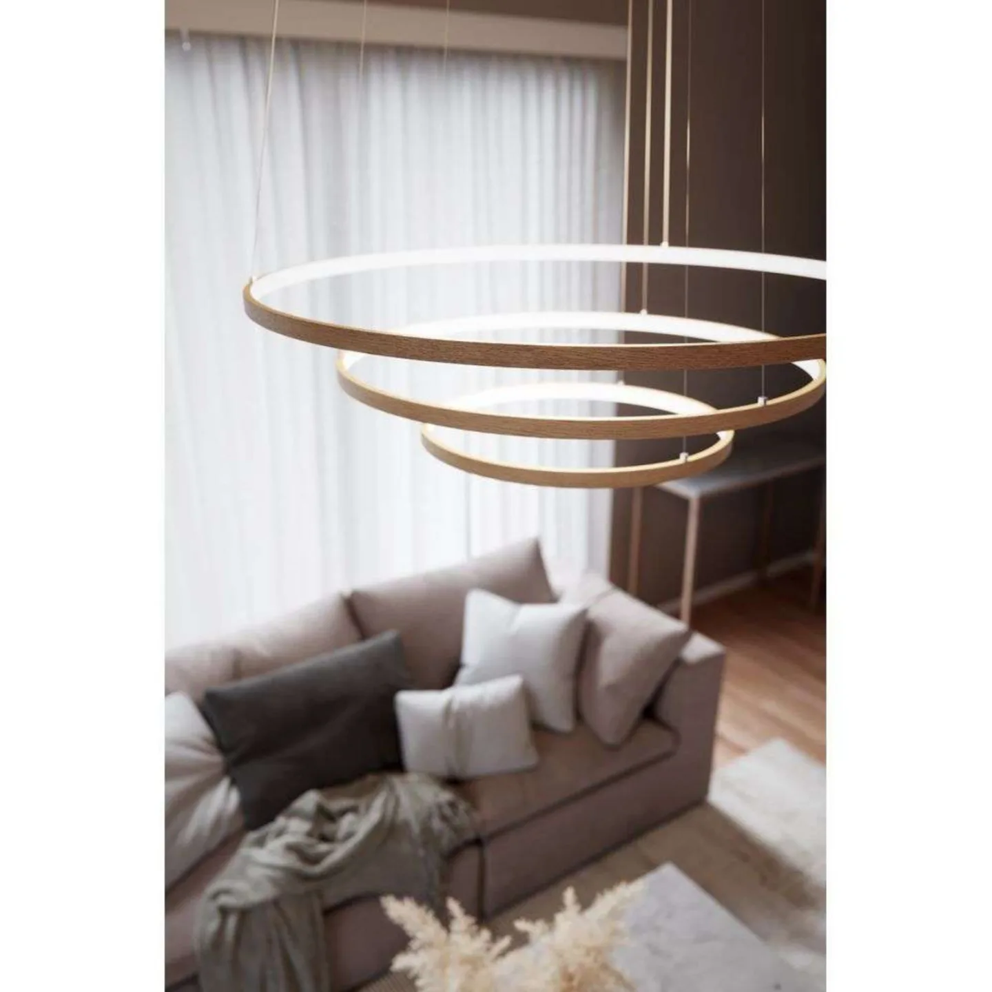 Trione LED-Pendellampe, natur, Ø 80 cm, Holz - By Rydéns - Wohnzimmer - Modern - Einflammig