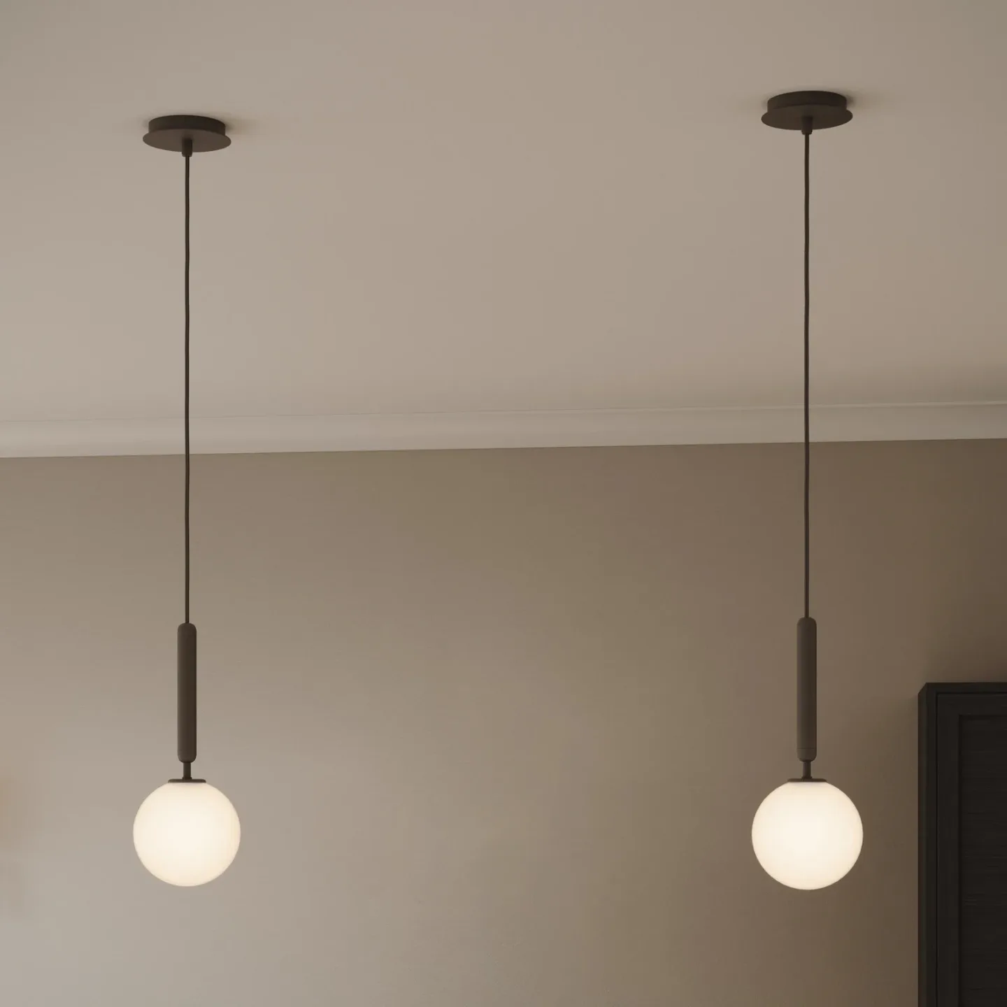Miira 1 Pendel Rock Grey/Opal White - Nuura Nuura Aps - Stue - Design - Glas - Kugle