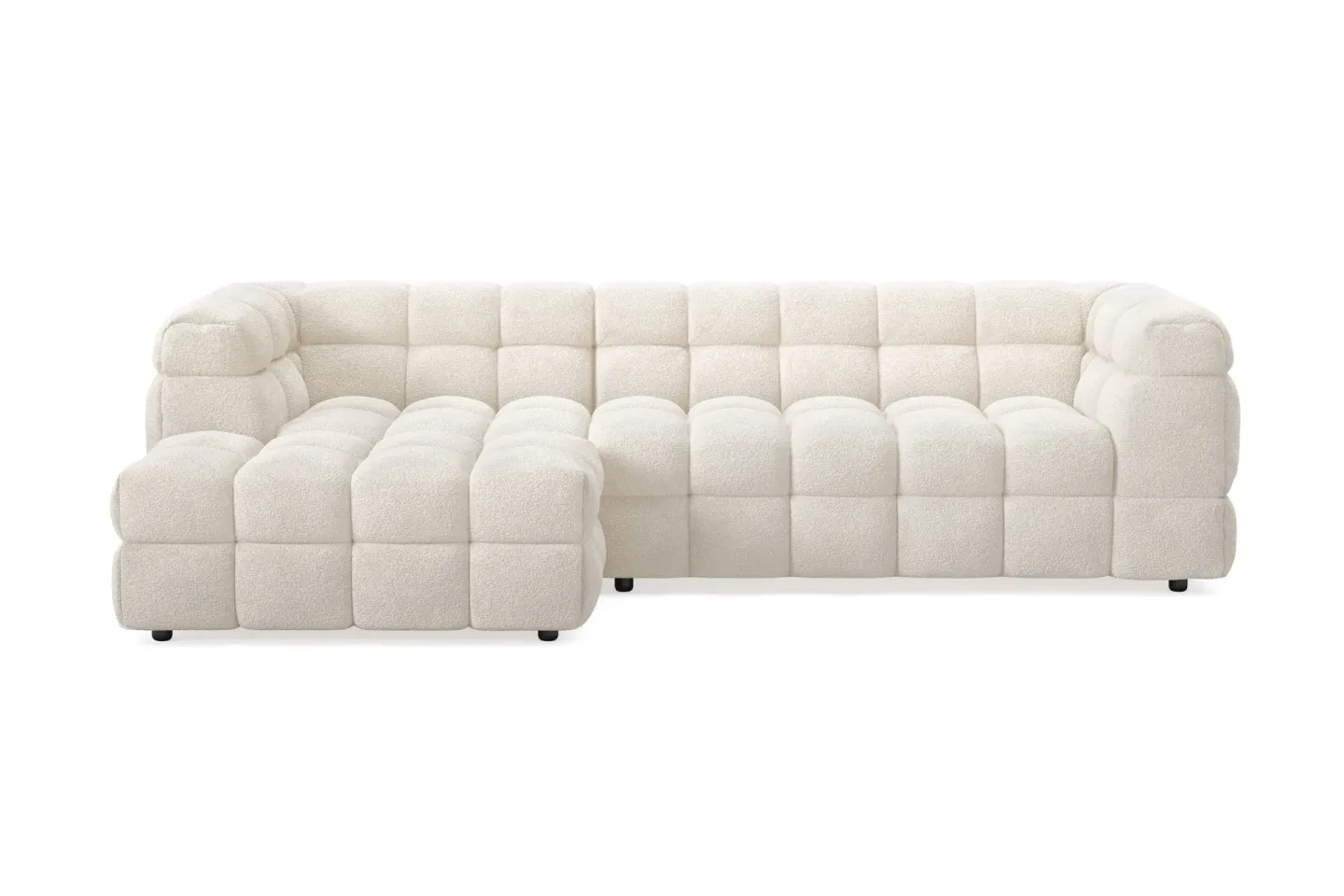 Elise 4-sits Bubblig Soffa med Divan Vänster - Beige Teddy