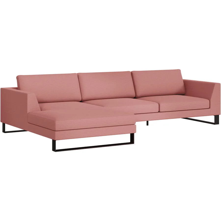 Ecksofa Domino Links Stoff hellrot B 310 T 181 cm - Möbel Konfigurator: Traummöbel individuell zusammenstellen