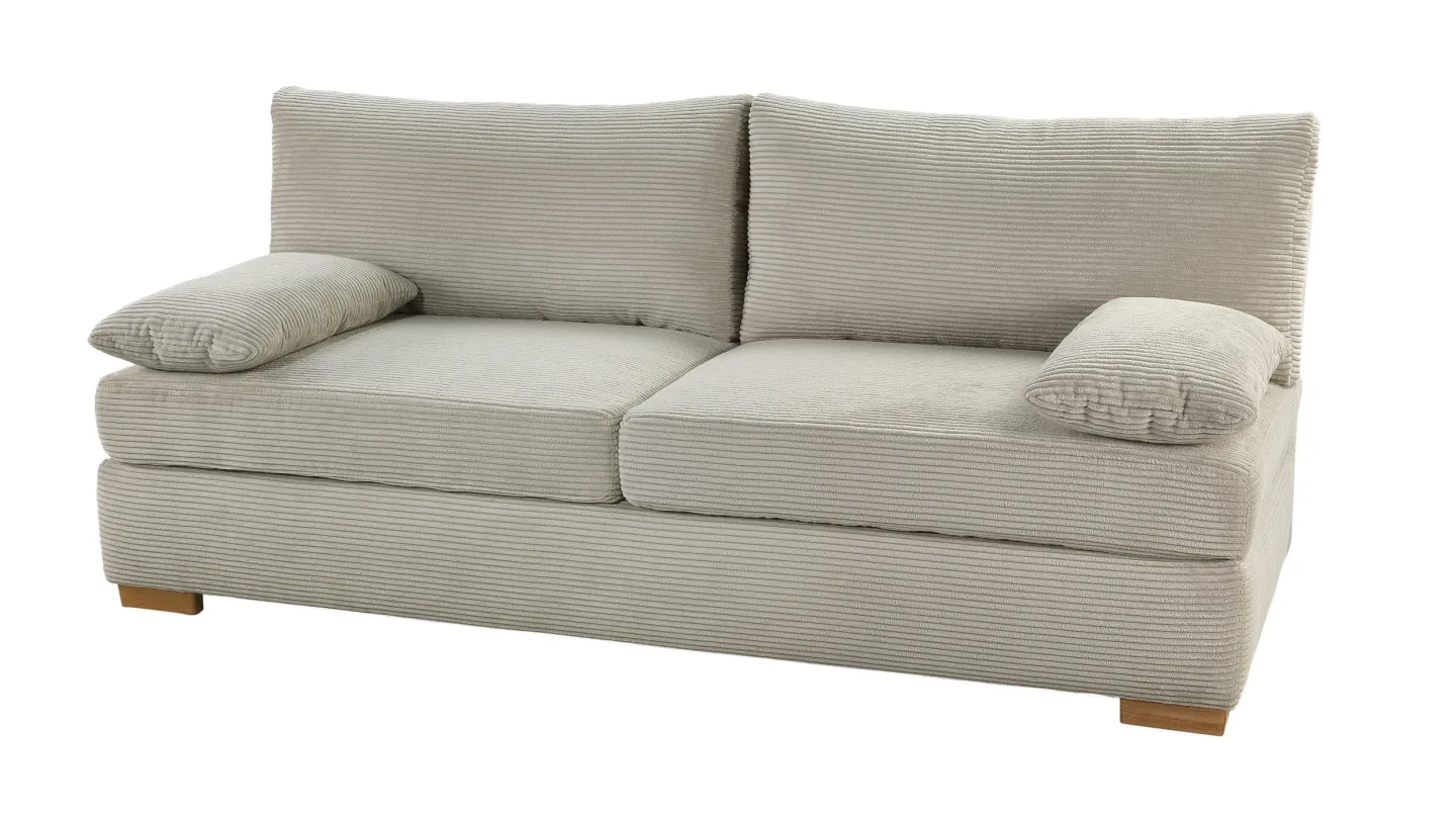 Schlafsofa Dauerschläfer Bettkasten grau-beige 201 cm - DERBY