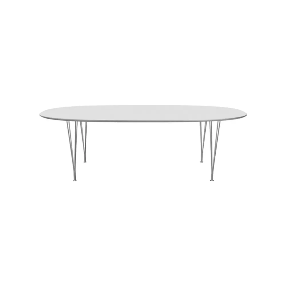 Fritz Hansen Superellips B614 matbord aluminiumkant White laminate-chrome