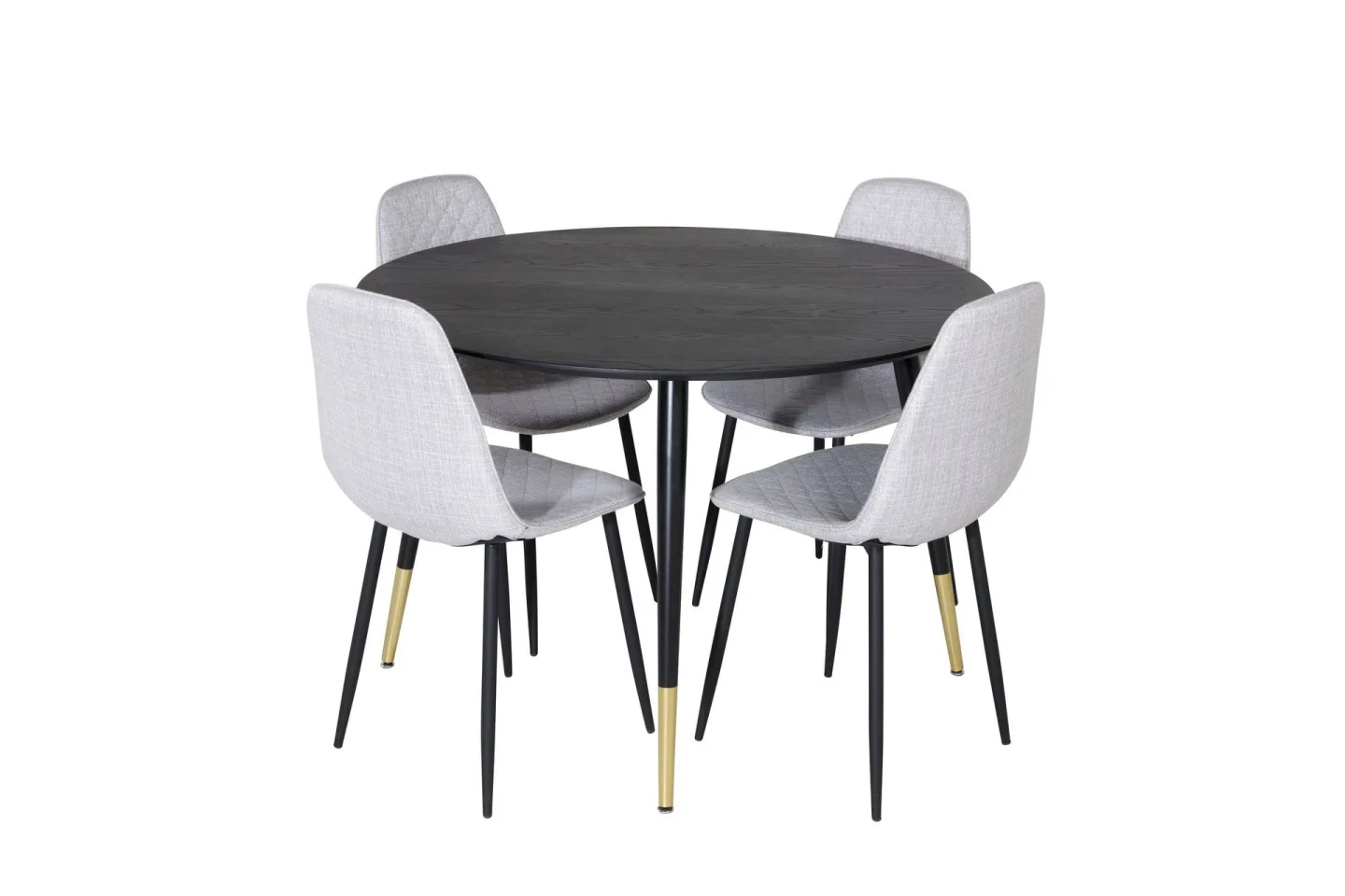 Dipp Matgrupp 115 cm Rund med 4 Polar stolar - Svart/Guld