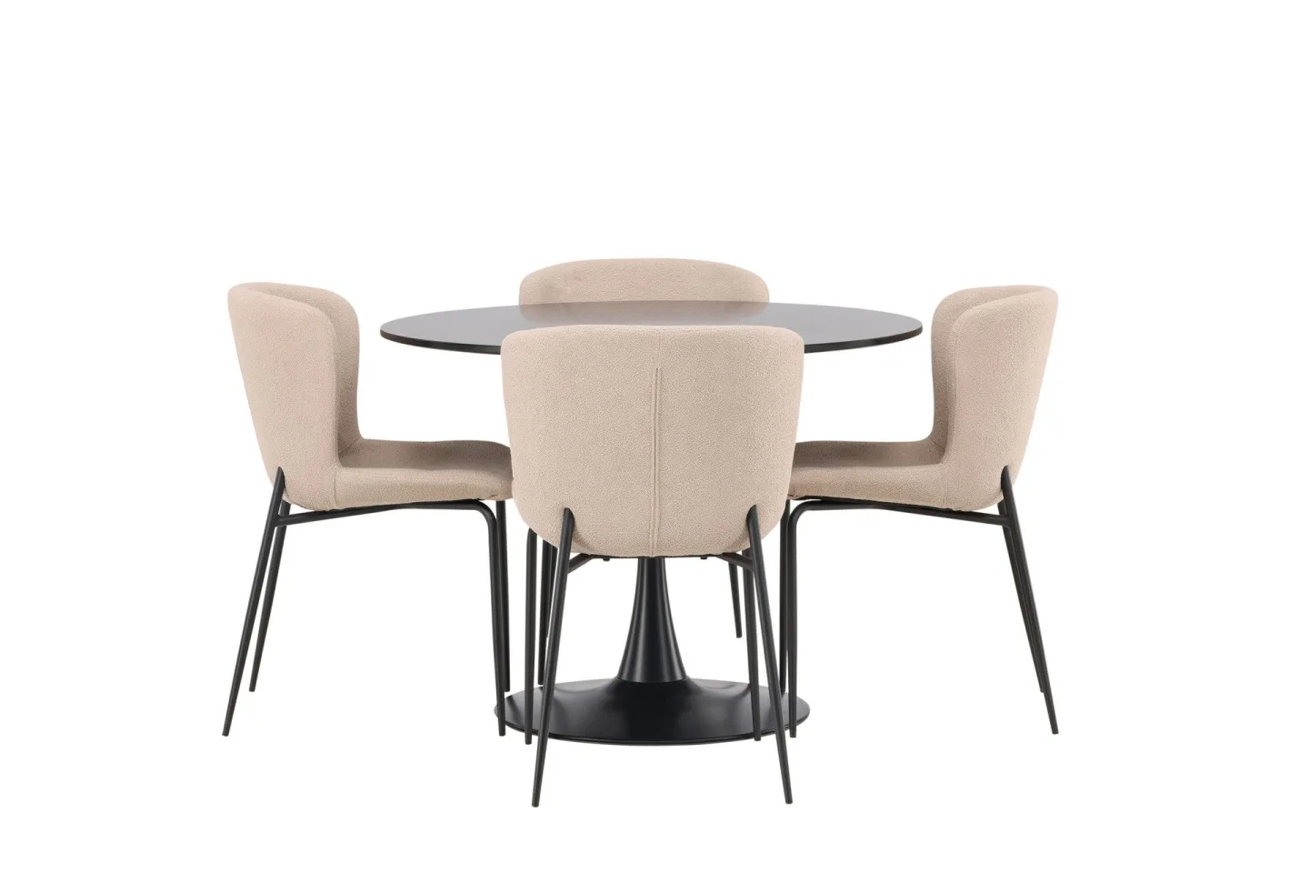 Glade Matgrupp 100 cm Rund med 4 Modesto stolar - Beige