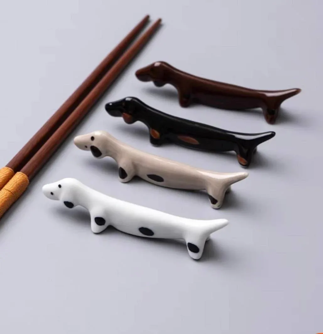 Gohobi - dachs-hund-spisepinneholder White - Black