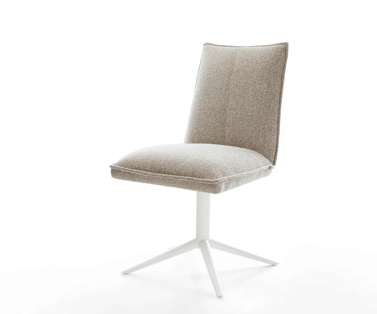 Drehstuhl Lelio-Flex Webstoff Soft Beige Fußkreuz Weiß 360° drehbar Wippfunktion Taschenfederkern