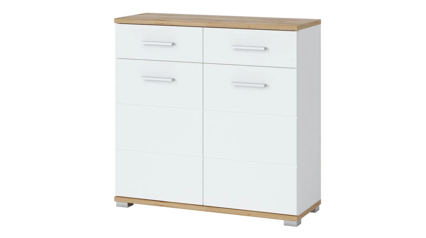 Schuhschrank alpinweiß - Wotan Eiche 90 x 88 cm - HOLA