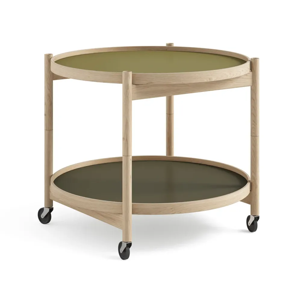 Brdr. Krüger Bølling Tray Table model 60 rullbord leaf, obehandlat ekstativ