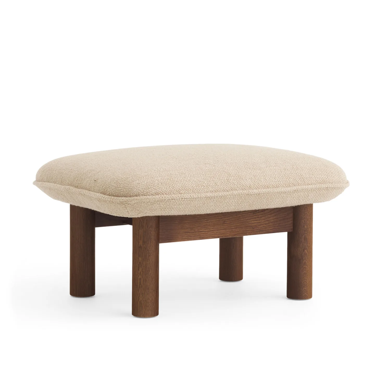 Audo Copenhagen - Brasilia Ottoman Solid Oak Dark stained Fabric Cat. 0 Boucle Col. 02, - Sittpuffar - Anderssen & Voll - Träfärgad - Trä/Textilmaterial/Skum