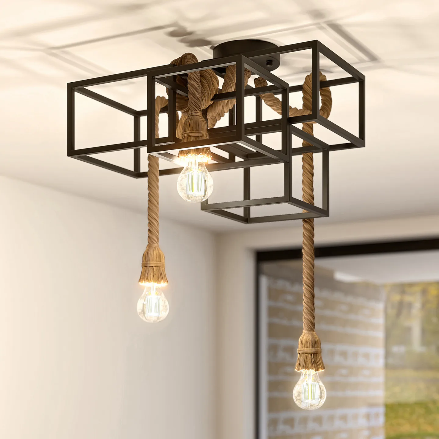 Andrik 3 Deckenleuchte Black - Lucande - Wohnzimmer - Modern - Metall - Eckig