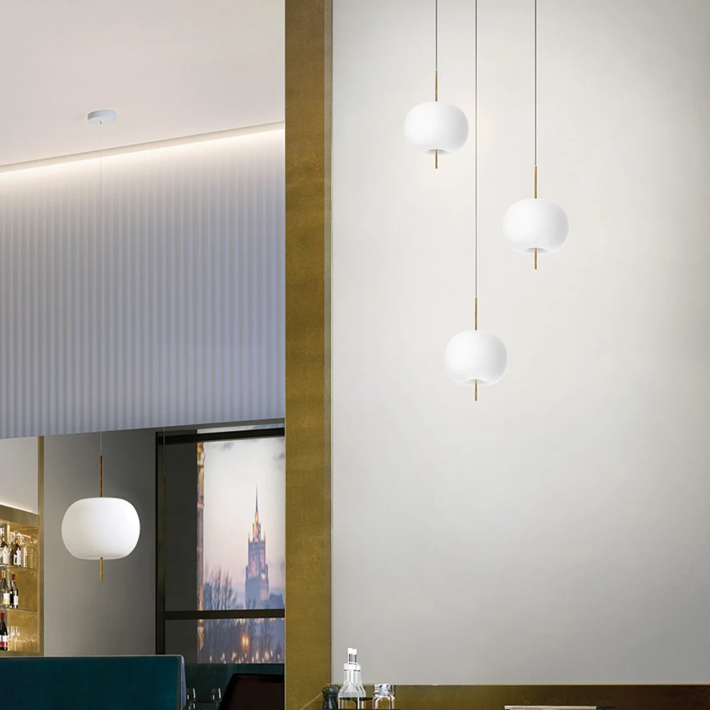 Kushi 33 Pendelleuchte Brass - KDLN - Wohnzimmer - Design - Glas - Kugel