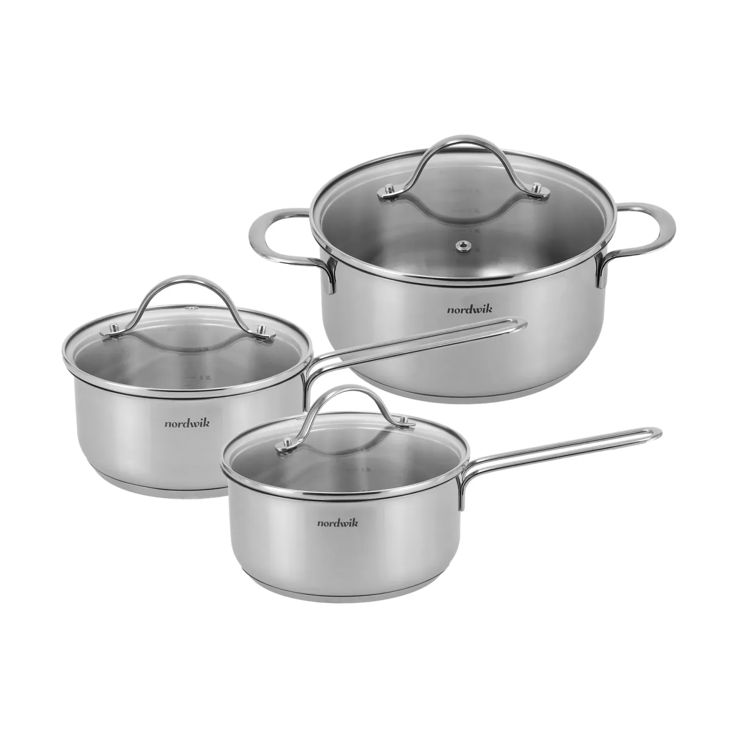 Nordwik Nordwik Kochtopfset mit Glasdeckel 3-teilig