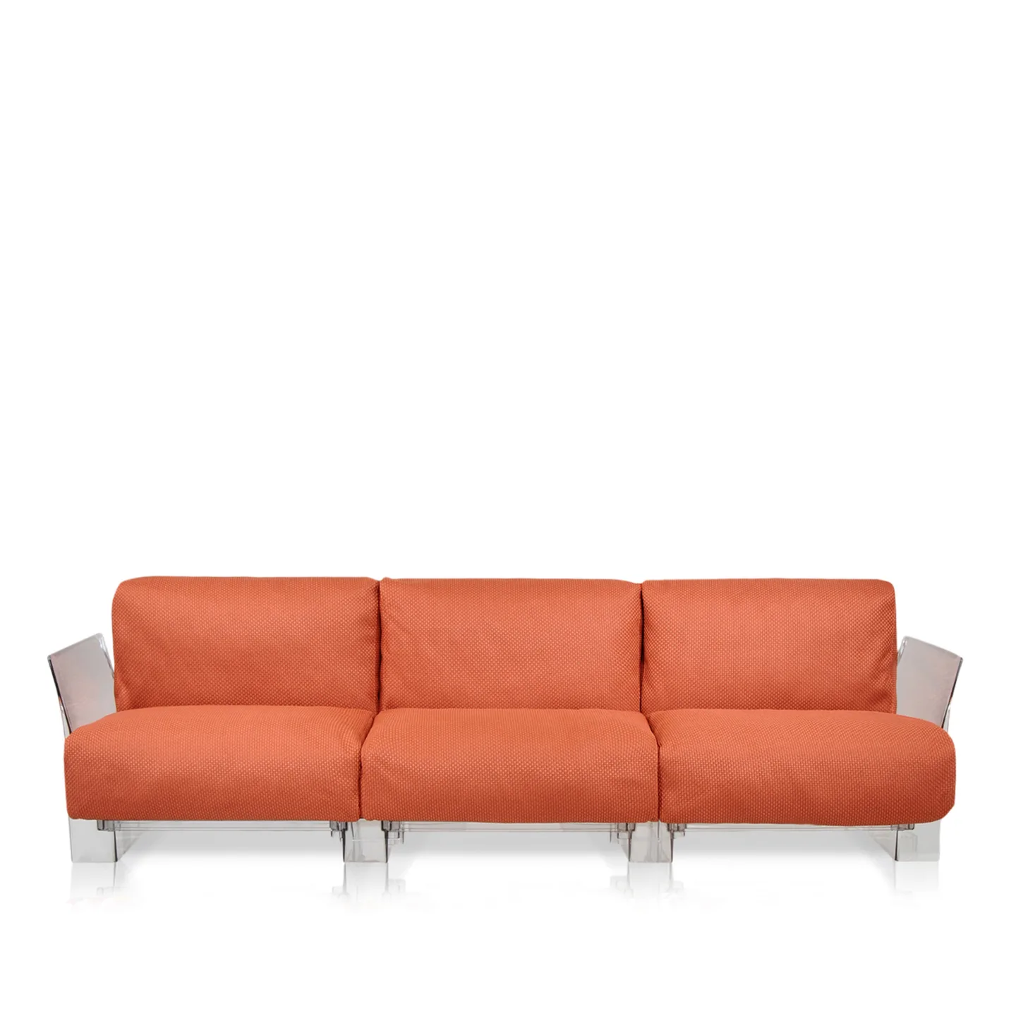 Kartell - Pop Outdoor 3-seater 7043, Ikon Orange - Soffor utomhus - Piero Lissoni - Textilmaterial/Skum/Plast