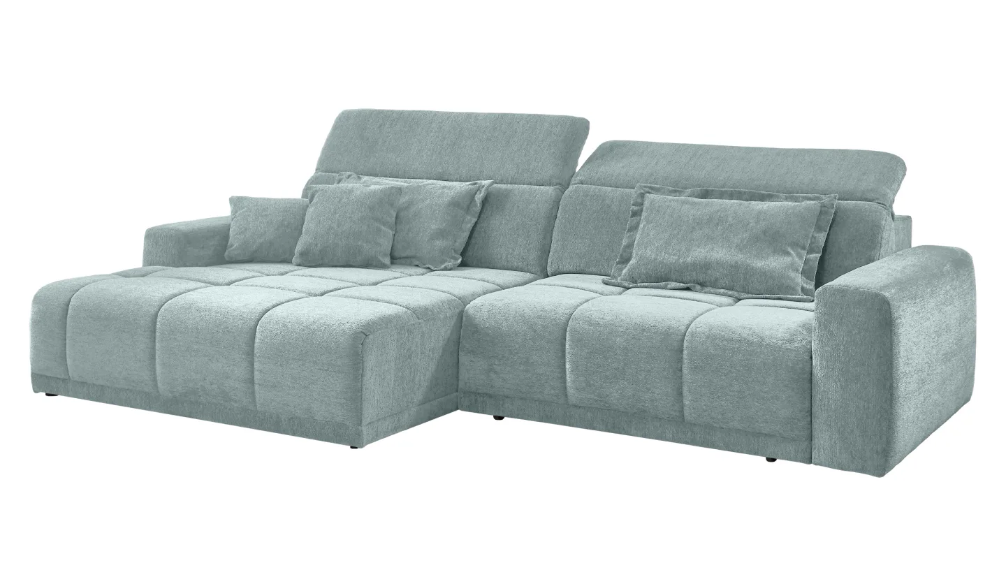 Ecksofa grün elektrisch ausfahrbar 288 cm - OT links - BROOK