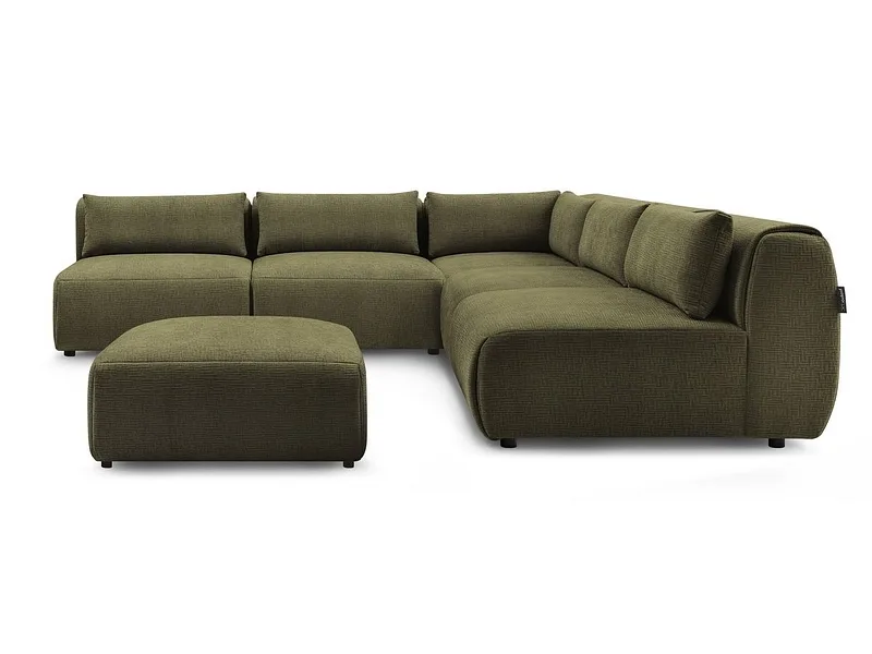Ecksofa mit Hocker BOBOCHIC JEANNE Stoff mit Textur grün