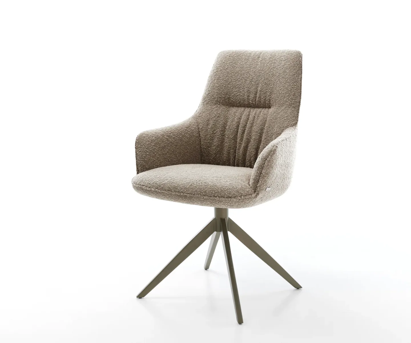 Drehstuhl Zelia-Flex mit Armlehnen Bouclé Schlamm Kreuzgestell breit Effektfinish Titan 360° drehbar Wippfunktion Taschenfederkern