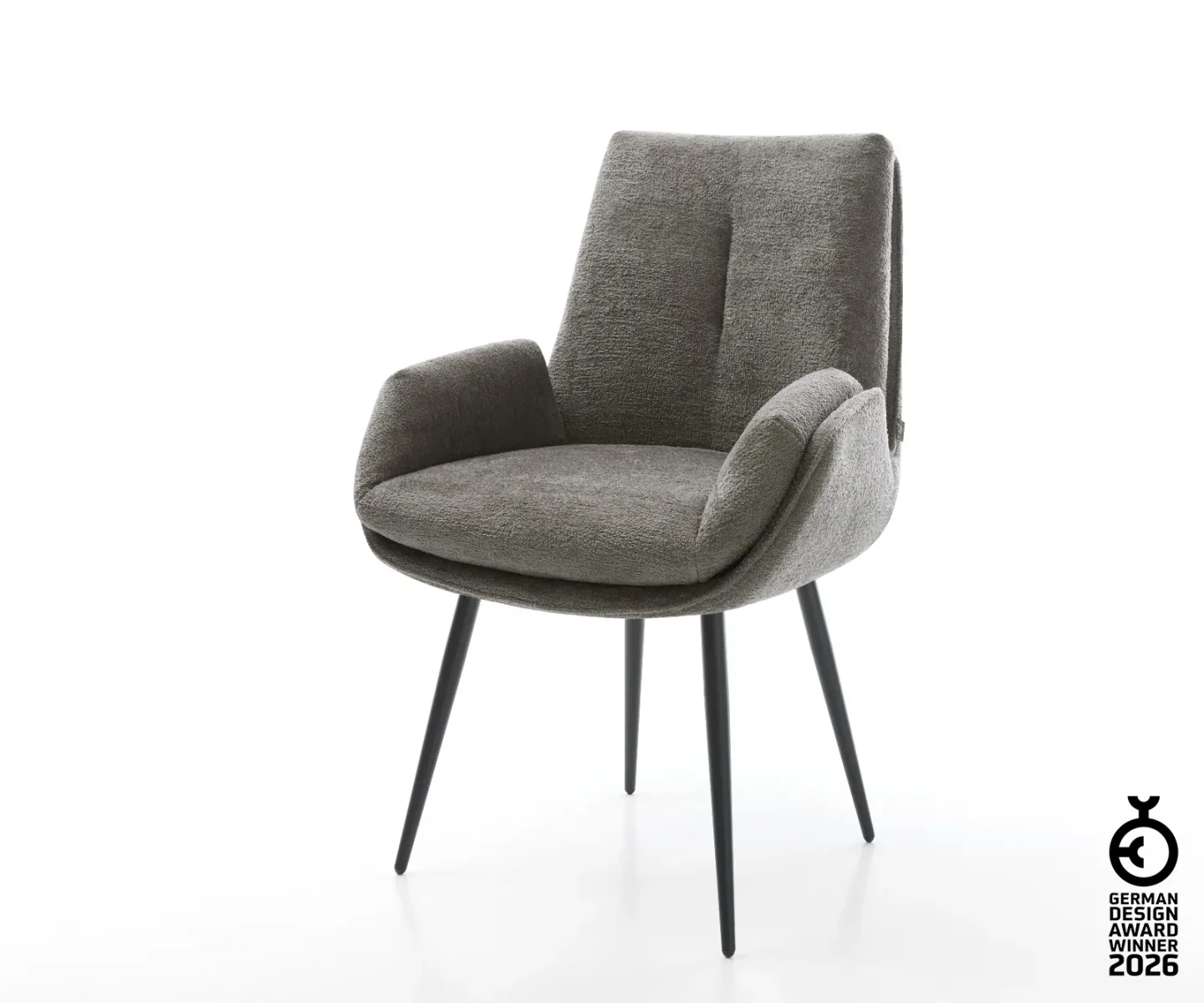 Esszimmerstuhl Clea-Flex Bouclé Soft Schlamm 4-Fuß konisch Schwarz
