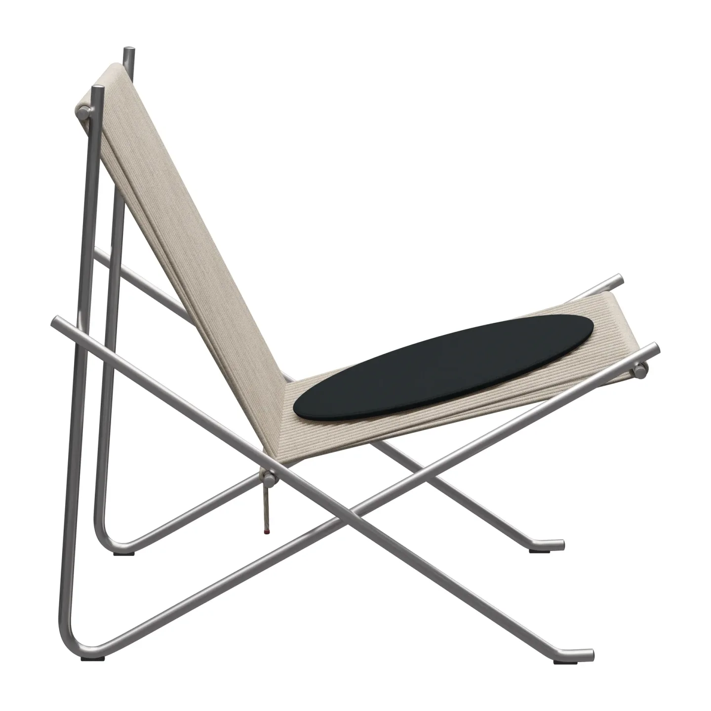 Fritz Hansen PK4 loungestol med dyna Rostfritt stål-natur-svart