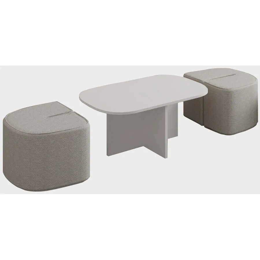 Salontisch Georis Weiß 100% Melaminbeschichtete Kiefer B 90 T 45 cm - Farbe: Weiss
