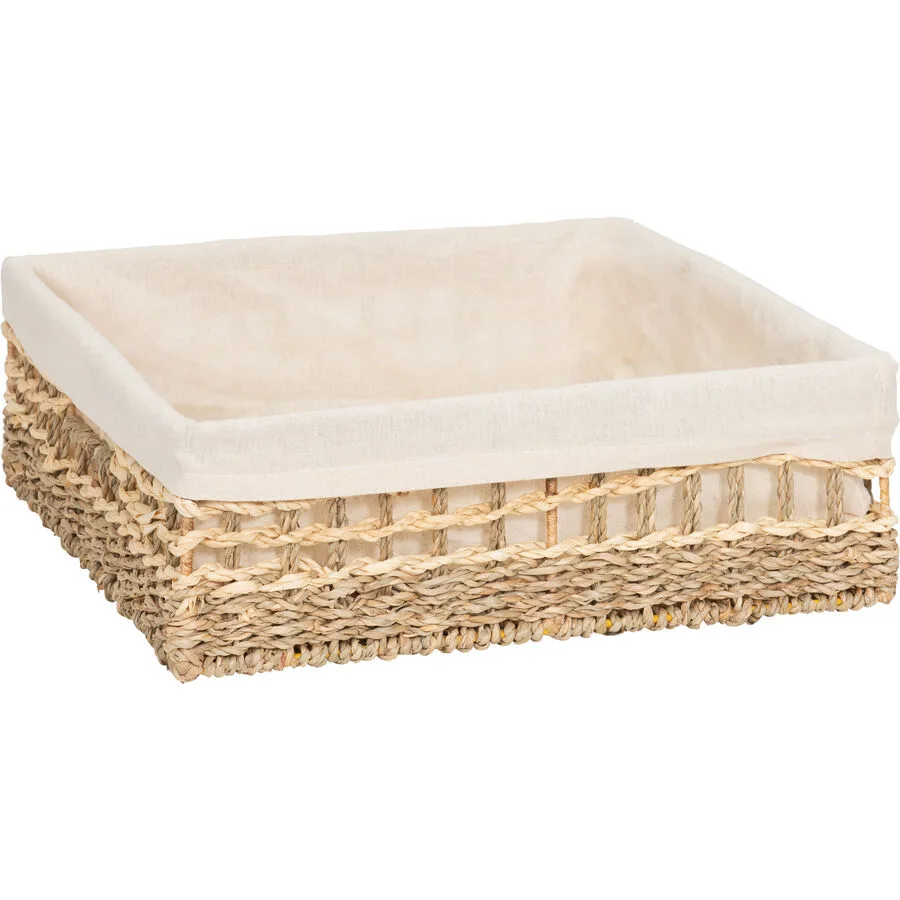 Korb Alina braun H 11 cm - Material: Metall/Seegras/Palmblatt