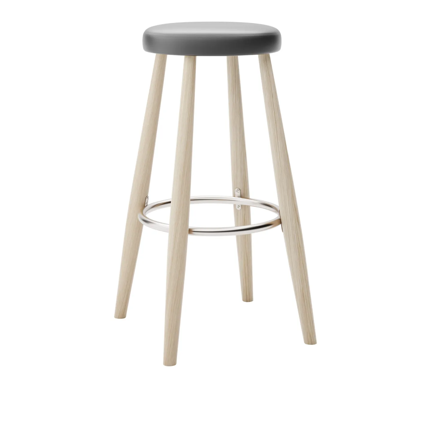 Carl Hansen - CH56 High Stool, Tvålad Ek, Lädergrupp A Loke - 7150 - Barstolar - Hans J. Wegner - Träfärgad - Läder/Metall/Trä
