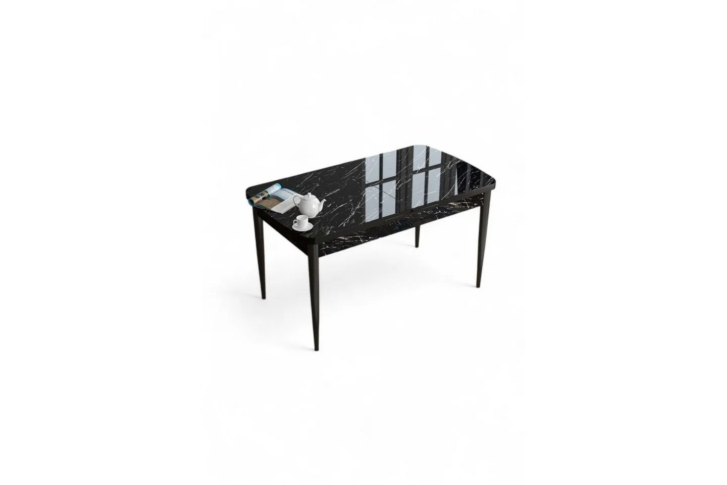 Javren Matbord 114 cm Rektangulär - Svart Marmor/Svart