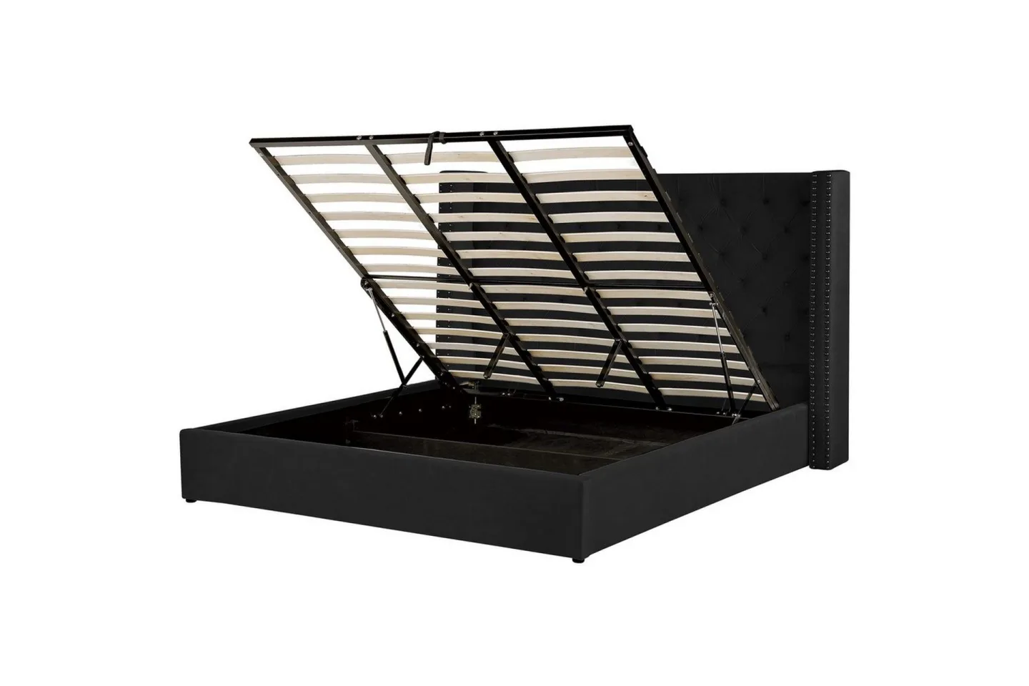 Sängram Säng med förvaring Lubbon Black\|\|Silver 180x200 -