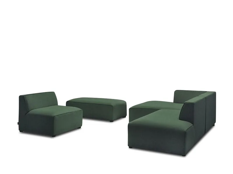 Ecksofa mit Hocker BOBOCHIC MEGEVE Stoff chiniert grün