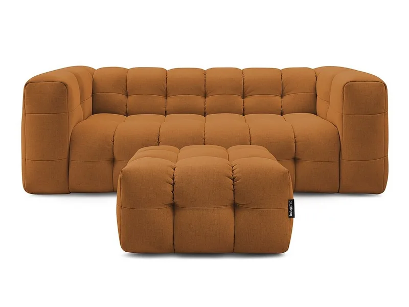 3er Sofa mit Hocker BOBOCHIC CLOUD Stoff gelb