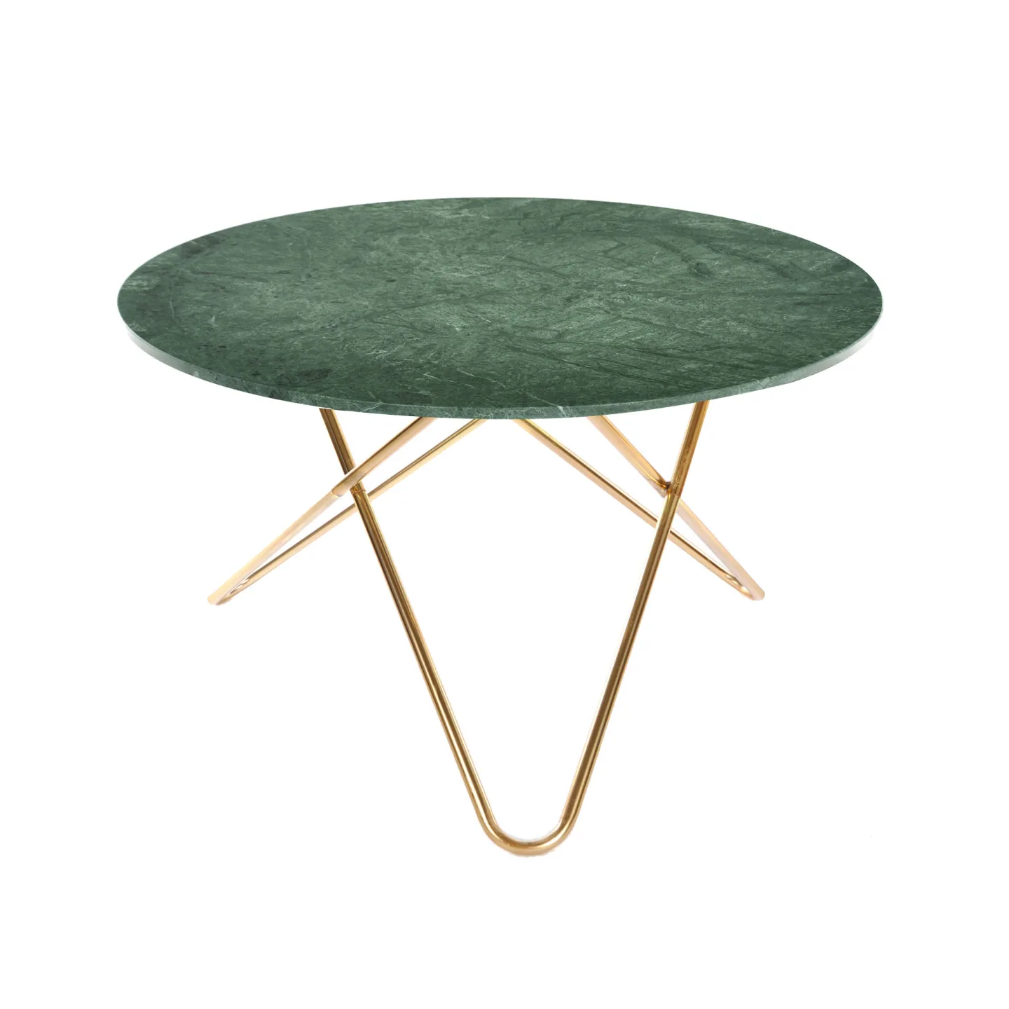 OX Denmarq - Big O Table, Brass Frame, Top: Green Marble - Matbord - Dennis Marquart - Grön - Metall/Sten