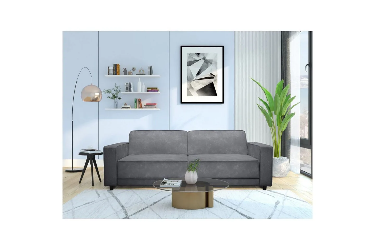 Bäddsoffa Allie Antracit, Sammet, 81x225x91 cm - Antracit, Sammet, 81x225x91 cm