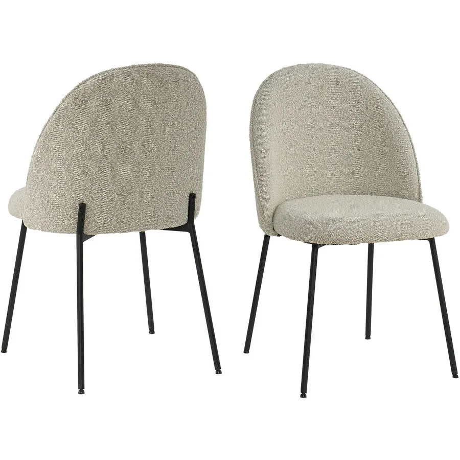 Stuhl 2er-Set Aloha graubeige Metall pulverbeschichtet, Bouclé Optik