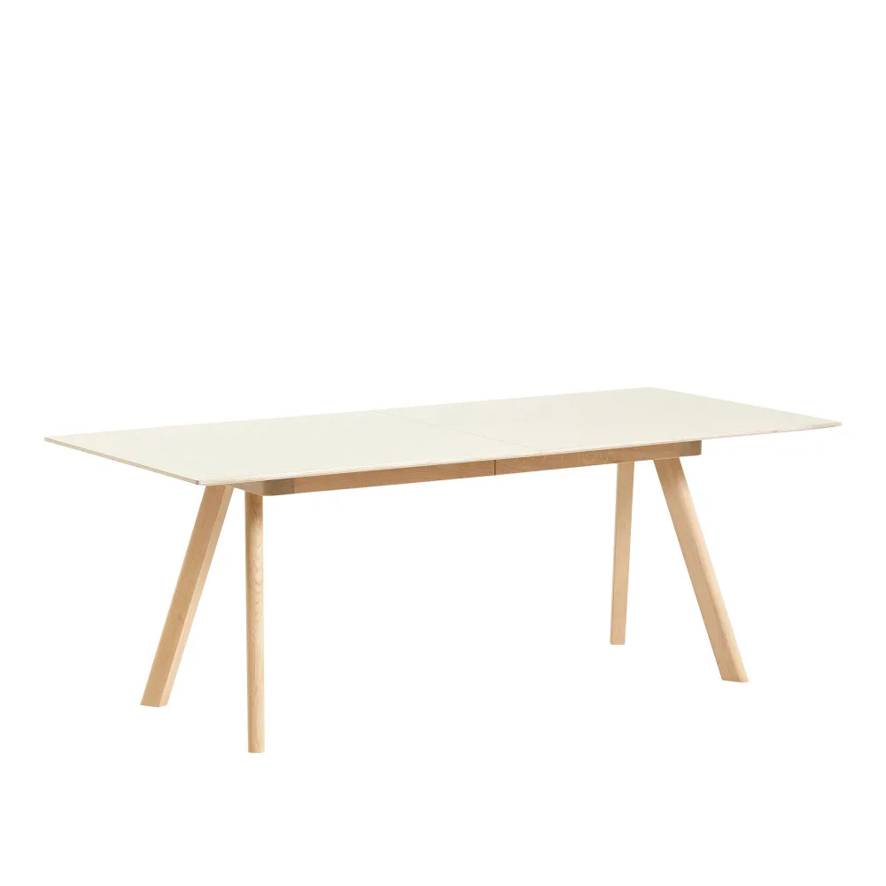 HAY - CPH30 2.0 Extendable Table Lacquered Oak Frame L200 X W90 X H74 Off-White Linoleum Tabletop Lacquered Edge - Matbord - Ronan & Erwan Bouroullec - Vit - Trä
