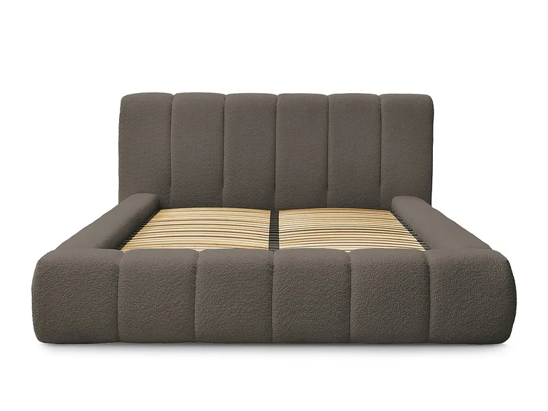 Kastenbett BOBOCHIC DENALI 180x200cm boucle-stoff rotbraun