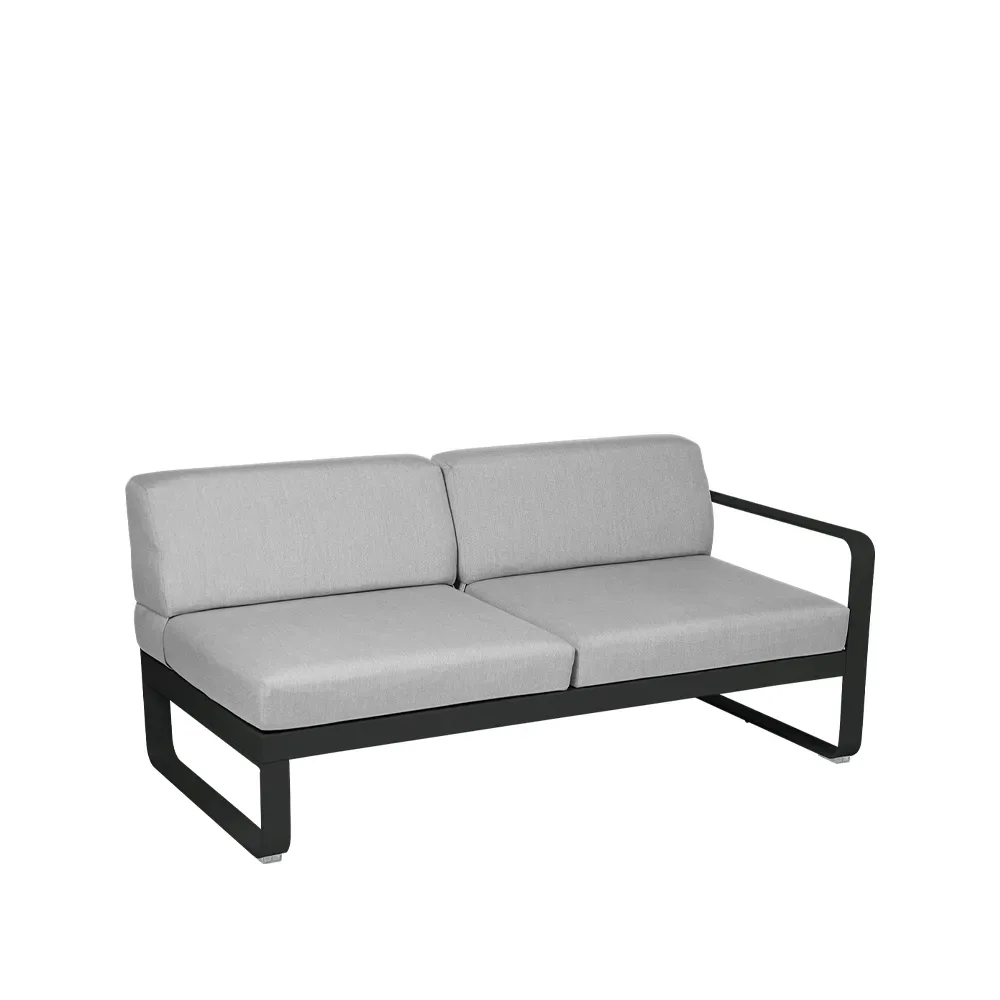 Fermob Bellevie Right modulsoffa 2-sits Liquorice (svart), flannel grey dyna